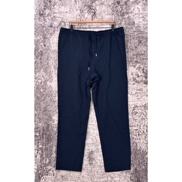 Mr Porter Pants 34 x 27 Mens Blue Wool Blend Tapered Crop Leg Drawstring Waist - Picture 1 of 8